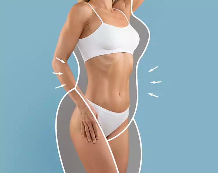 Illustration of a contoured, tightened body silhouette