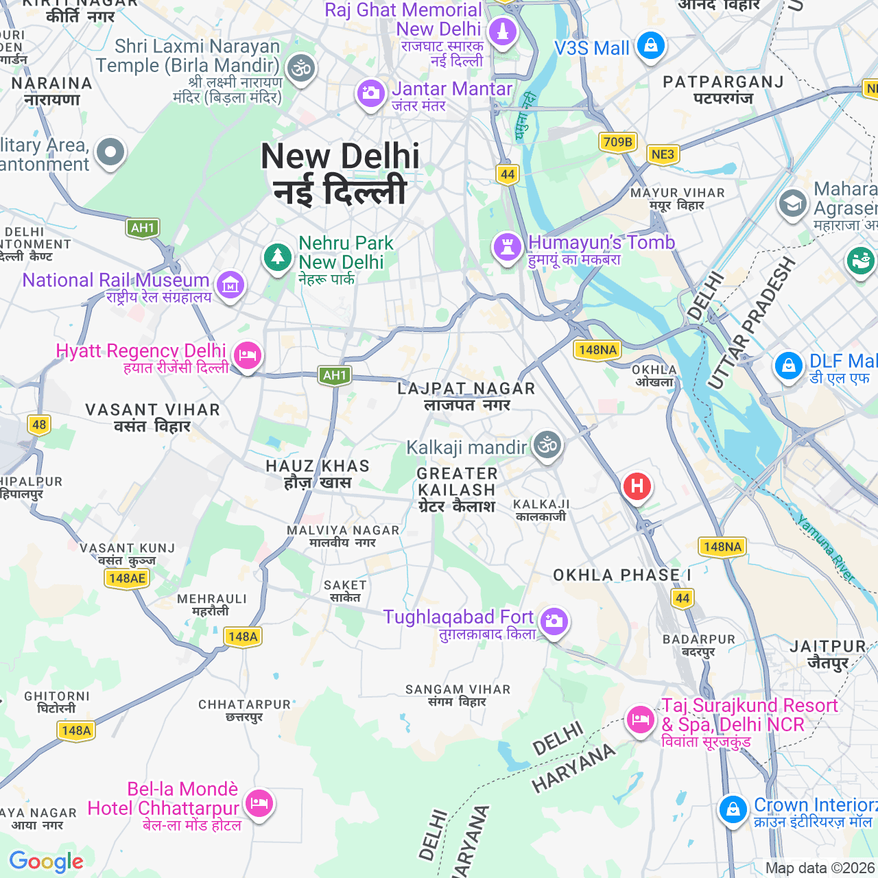 Map of the Greater Kailash studio
