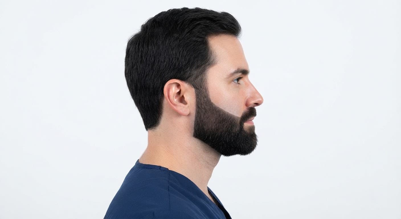 Dense beard 9 months after transplant
