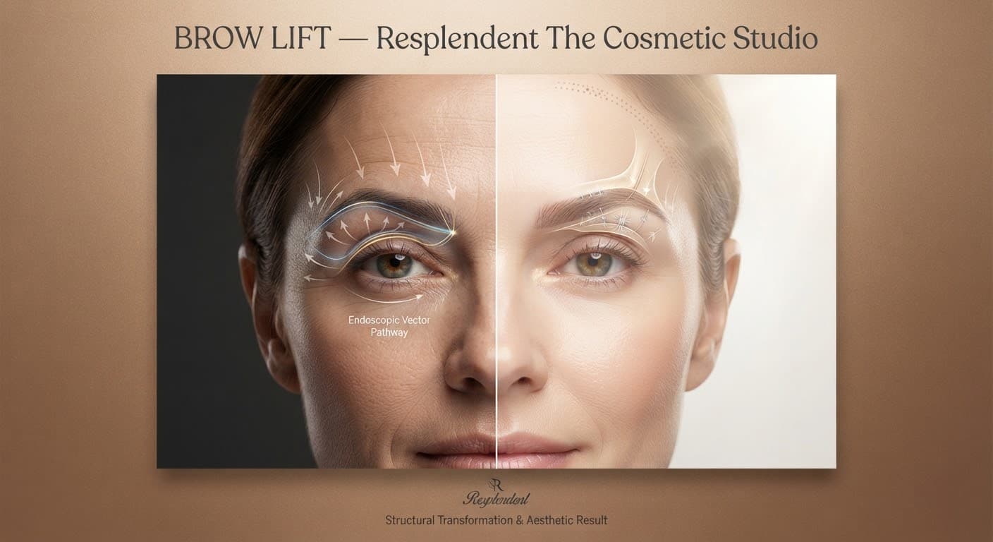 Before and after brow ptosis correction