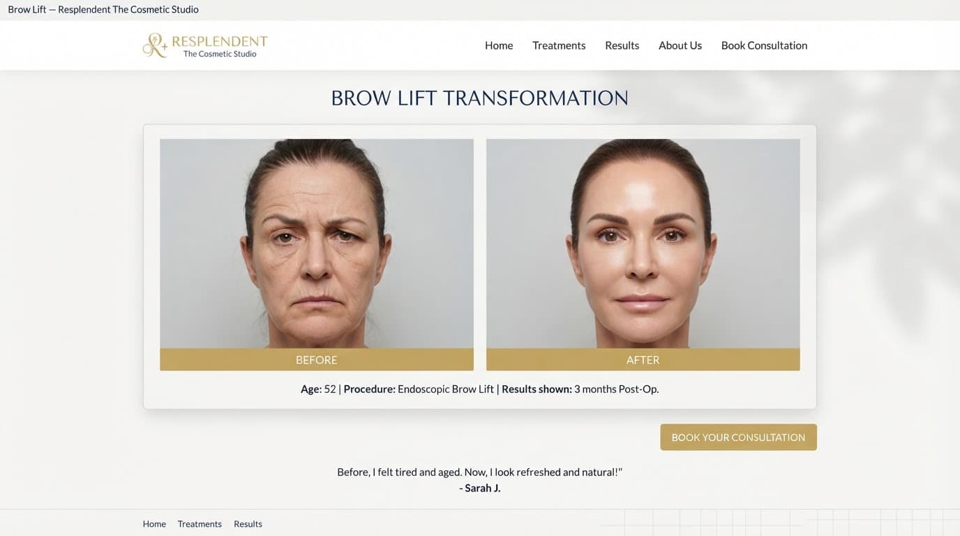 Before and after brow asymmetry correction