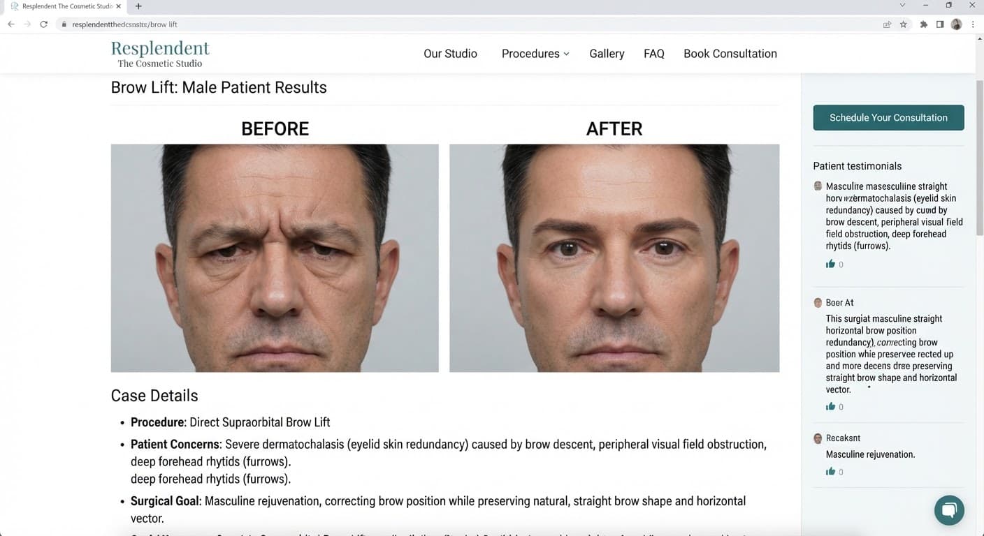 Male brow lift result