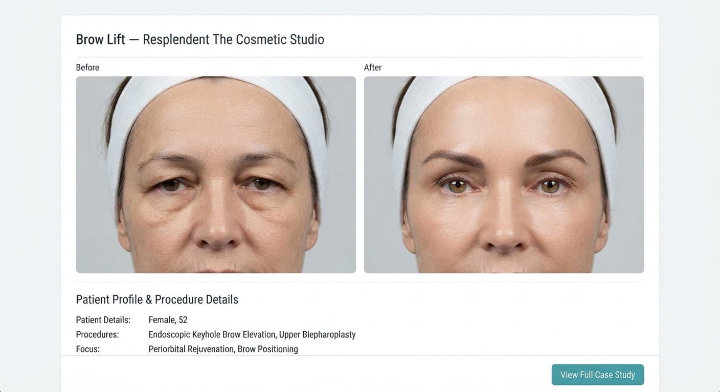 Combined brow lift and blepharoplasty result