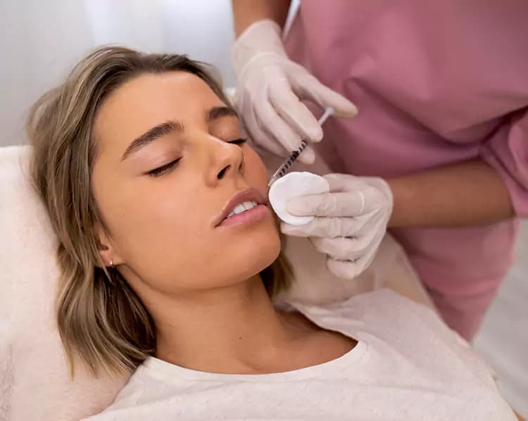 Lip filler being injected